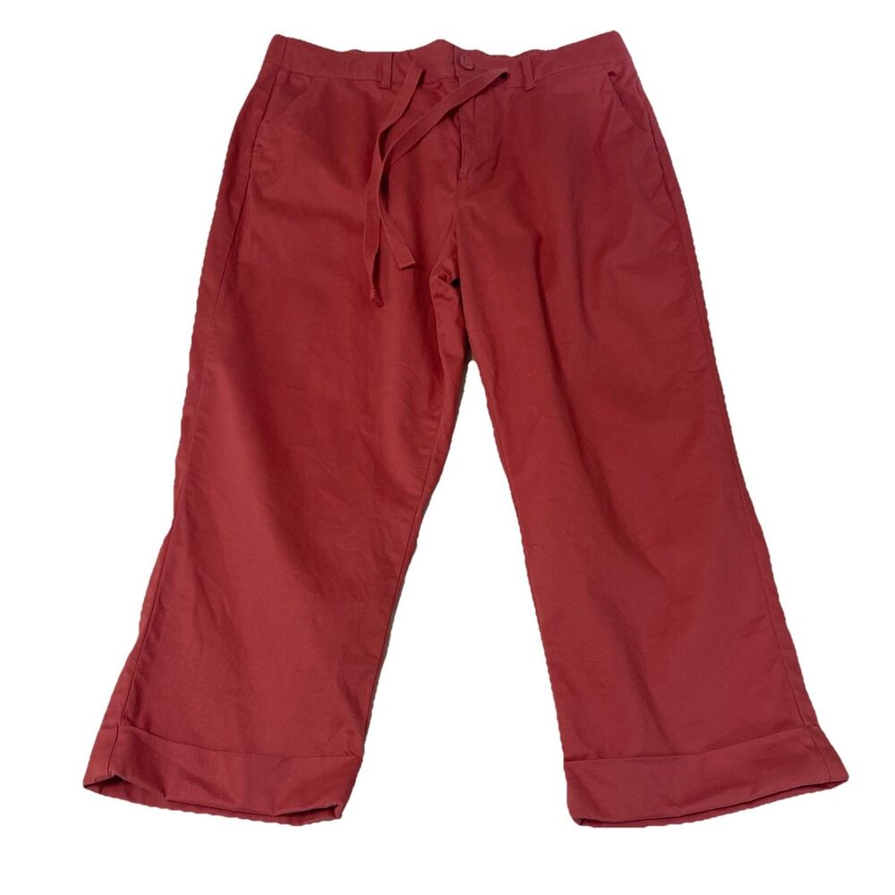 Joan Rivers Womens Pink Capri Pants Sz M Petite Zipper Button Drawstring Waist